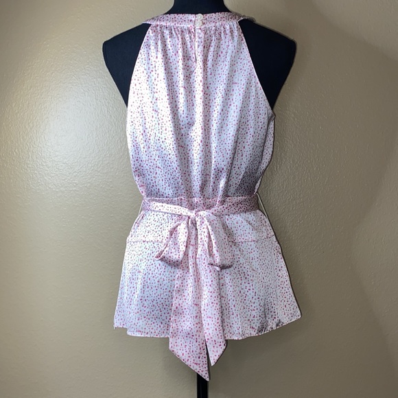 Ann Taylor Pink Dot Belted Sleeveless Blouse NWOT Size 6 - Picture 9 of 14